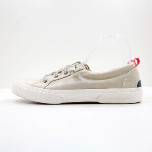 Sperry Crest Vibe Beige Canvas Flat Slip On Boat Shoes - Women's 9.5